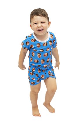Pijama body baby curto personalizado azul