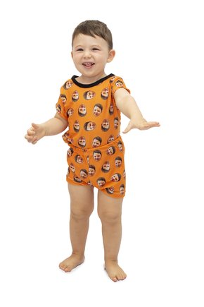 Pijama body baby curto personalizado laranja