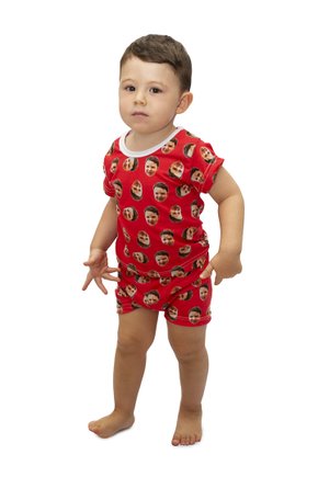 Pijama body baby curto personalizado vermelho