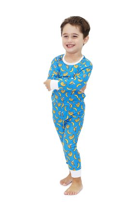 Pijama divertido infantil longo bananas blue