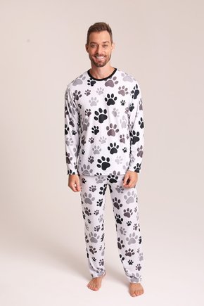 01 pijama masculino longo patinhas preto e branco