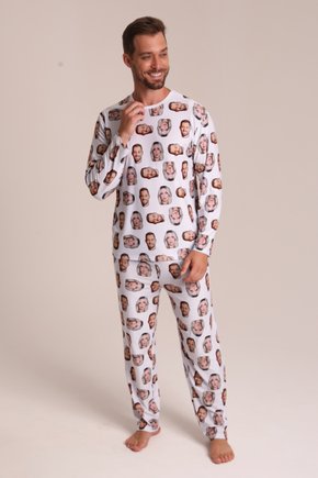 13 pijama casal personalizado com foto longo branco