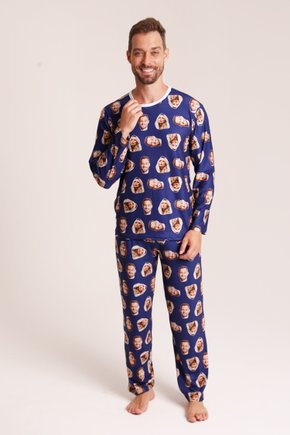 02 pijama personalizado infantil longo azul marinho