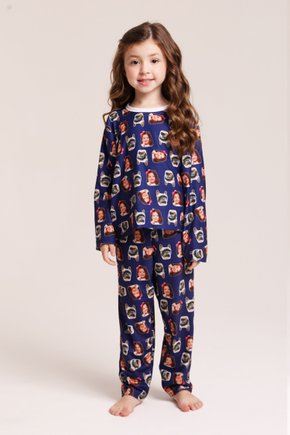 36 pijama personalizado infantil longo azul marinho