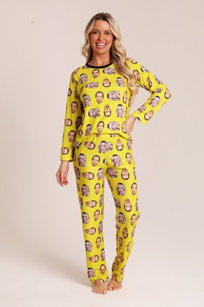 11 pijama personalizado feminino longo amarelo