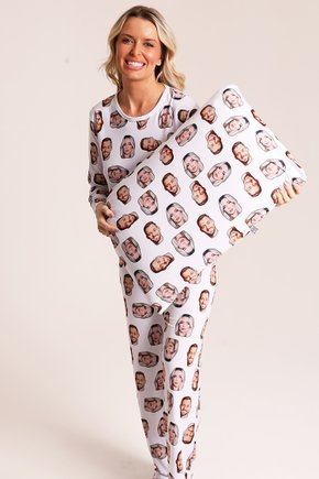 04 pijama personalizado feminino longo fronha tapa olho meia branco
