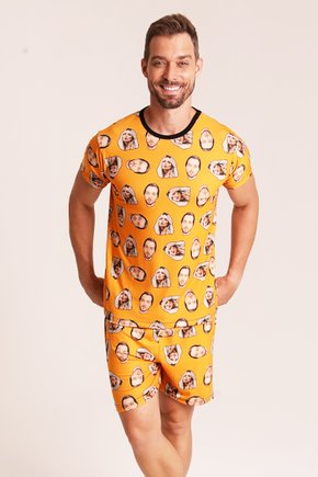 06 pijama personalizado masculino curto laranja