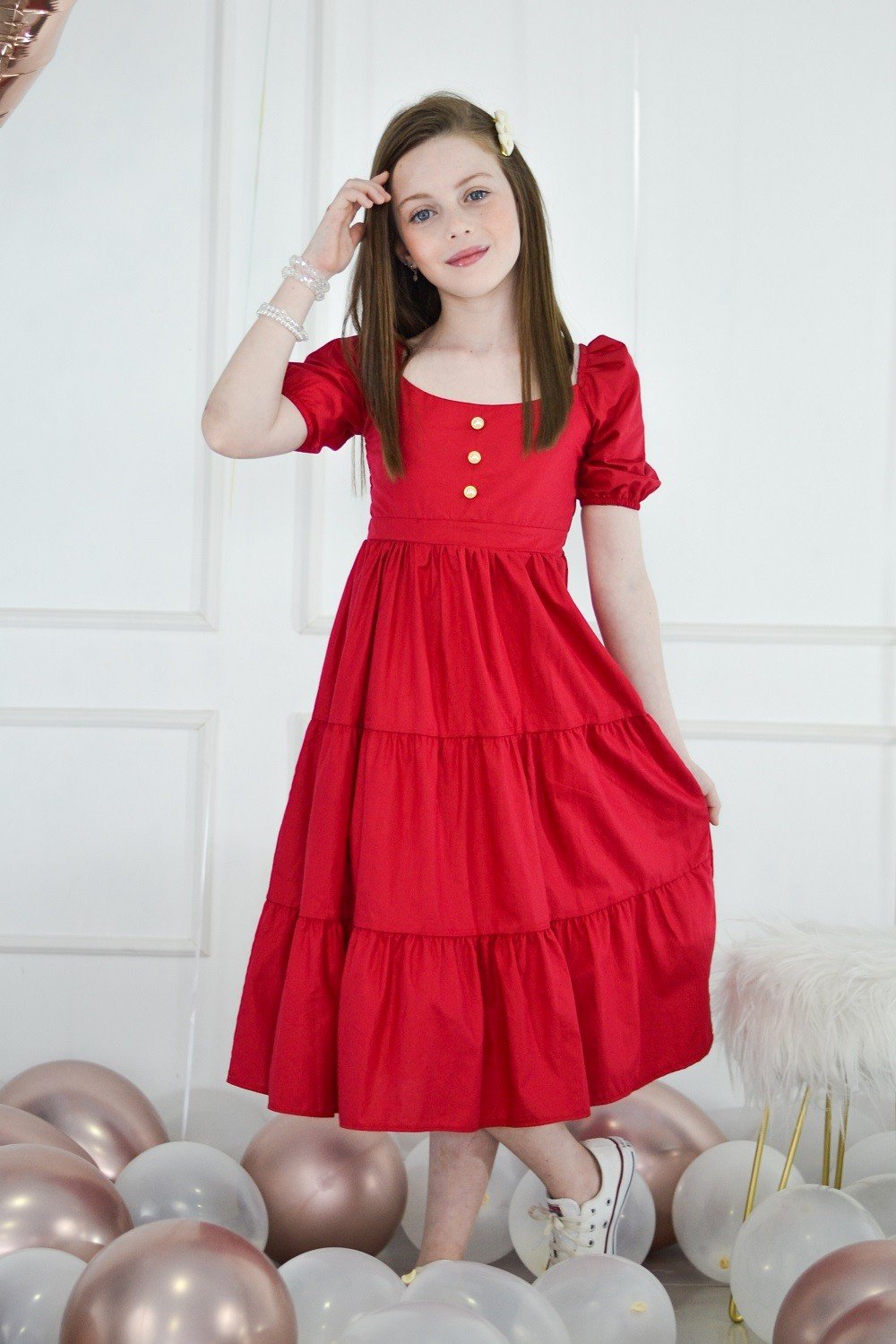 Vestido vermelho best sale 4 anos