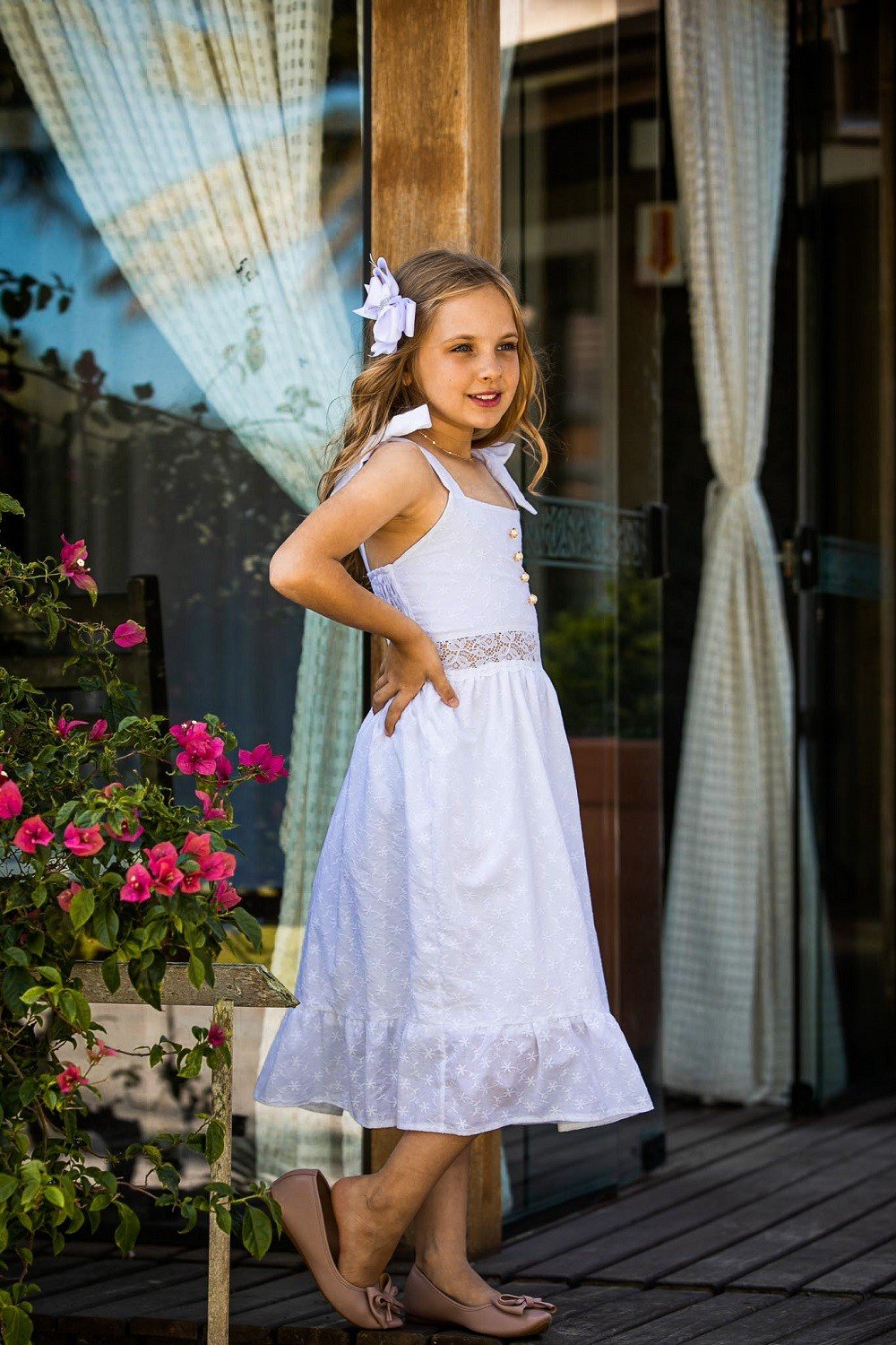 Vestido infantil longo store branco