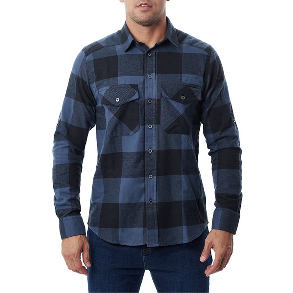 invictus camisa lumberjack flanela grid azul 01