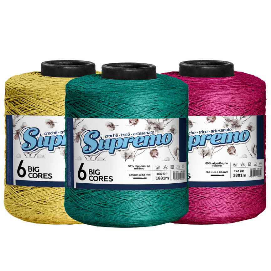 Barbante Big Cores 1,8 Kg N°6 - Supremo Fios Barbante Big Cores 1,8 Kg N°6 - Supremo Fios