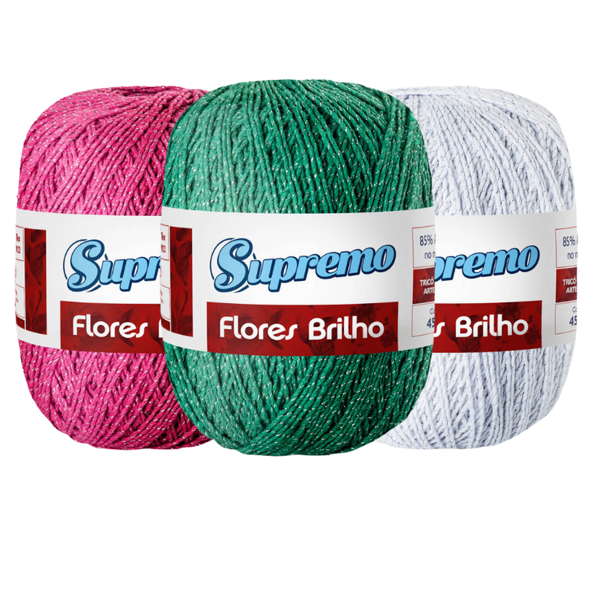 Novelo Flores Brilho N°6 Cores - Supremo Fios Novelo Flores Brilho N°6 Cores - Supremo Fios
