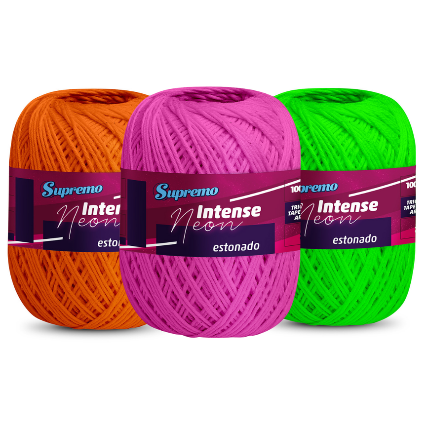 Novelo Intense 100% Algodão Neon Estonado - Supremo Fios Novelo Intense 100% Algodão Neon Estonado - Supremo Fios