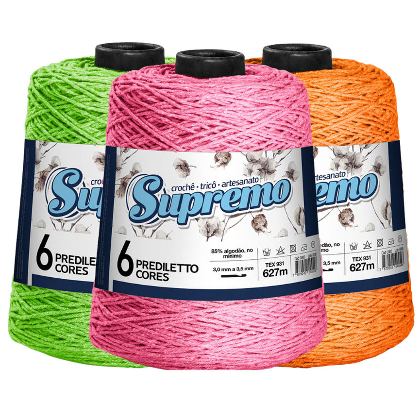 Barbante Prediletto Neon N° 6 600 g - Supremo Fios Barbante Prediletto Neon N° 6 600 g - Supremo Fios