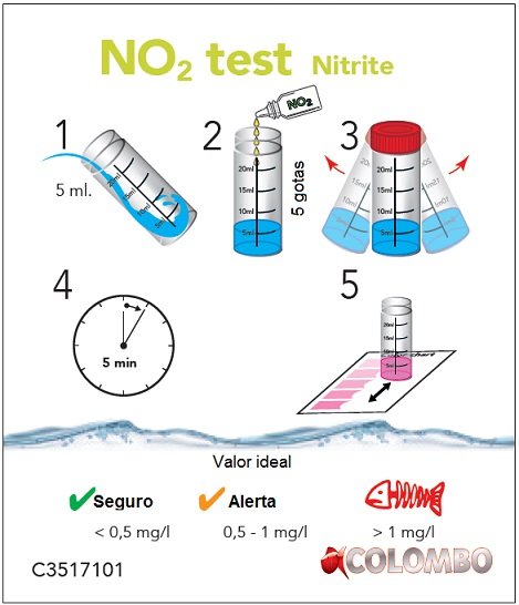 Teste Água Doce de Nitrito Aqua Nitrite Test - Colombo - 40 testes