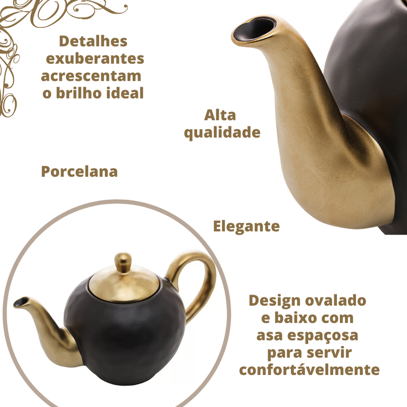Jogo De Chá Com Bule Completo Xícaras Café Chá Com Pires - 123