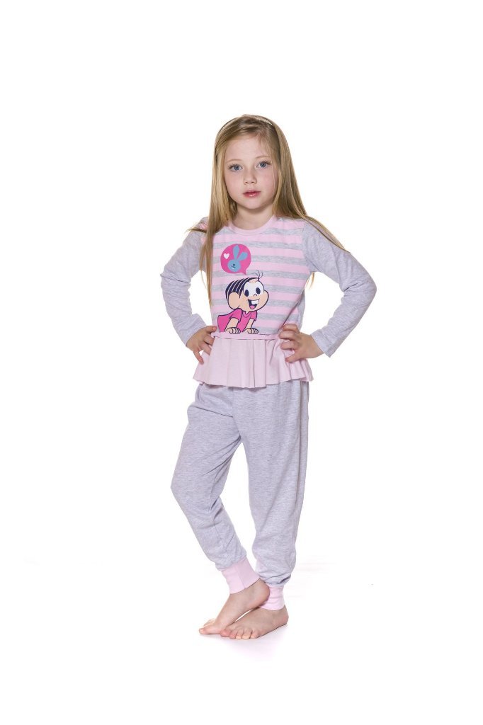 Pijama Infantil Turma Da Mônica Cinza E Rosa 5815