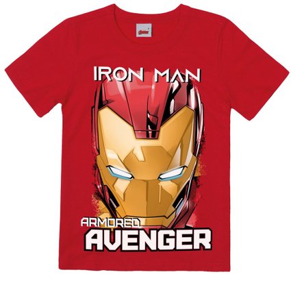 Camiseta infantil Homem de Ferro com músculo 1-4A vermelha, Marvel