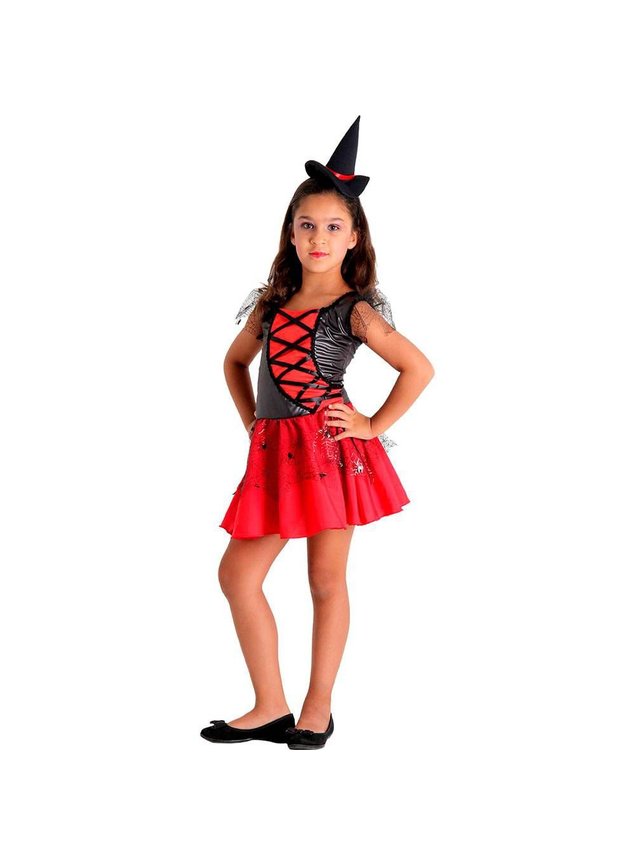 Fantasia Halloween Infantil Vermelho E Preto
