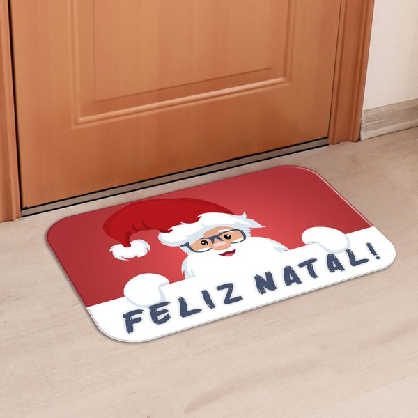 Tapete de Natal para Porta Ho Ho Ho Vermelho