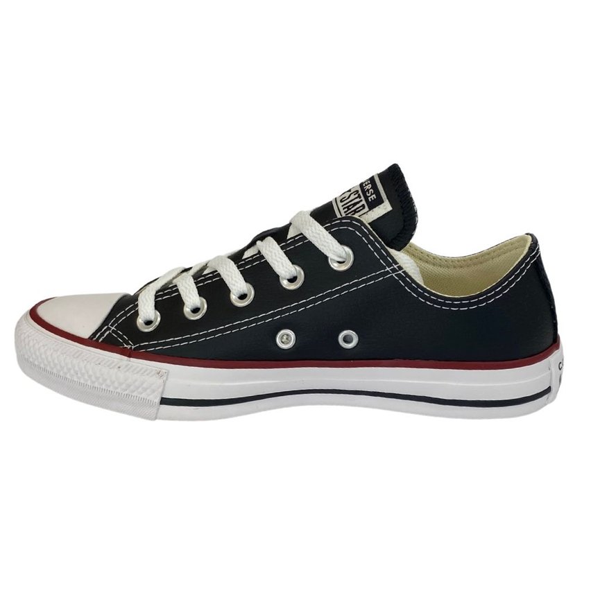 Tênis Converse All Star Preto Couro Sintetico Feminino e Masculino sola  baixa