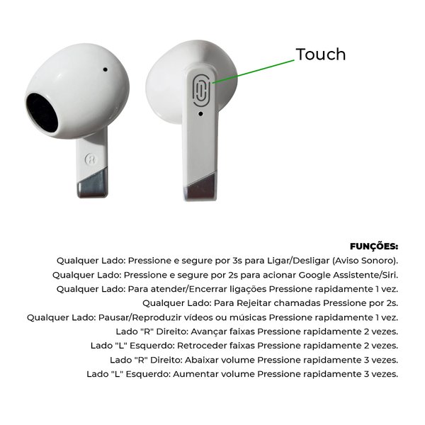 Fone Ouvido Bluetooth Sem Fio On-Ear Inova 8616 Tws 5.0 Orig na