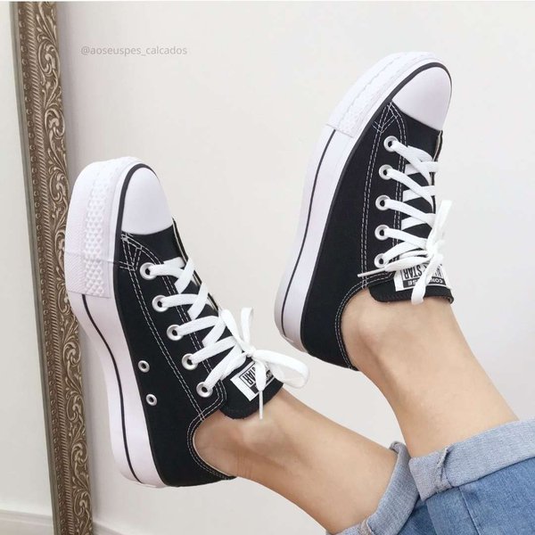 TÊNIS FEMININO ALL STAR CONVERSE PLATFORM OX PRETO