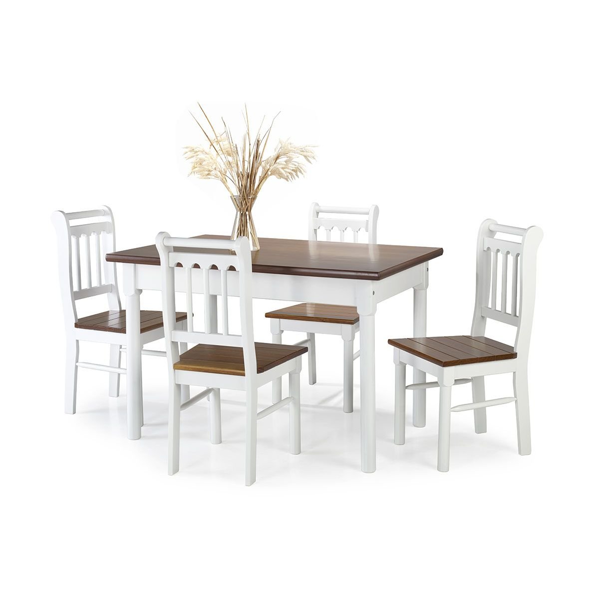 Conjunto Sala de Jantar e Cozinha Com 4 Cadeiras Madeira Maciça Branco,  jogo de cadeira cozinha 
