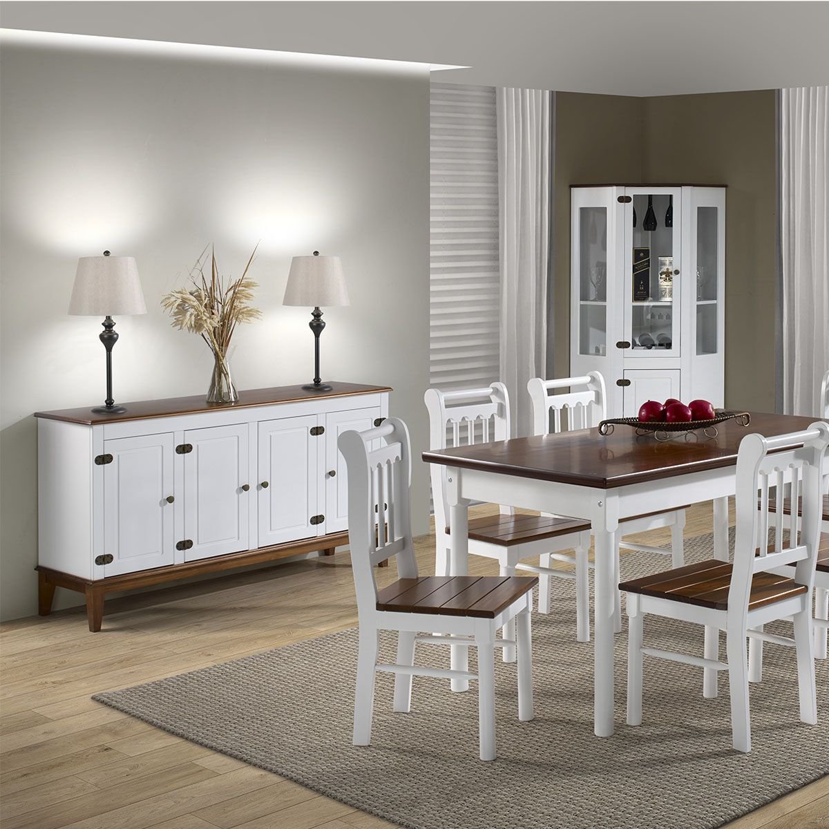 Conjunto Sala de Jantar e Cozinha Com 4 Cadeiras Madeira Maciça Branco