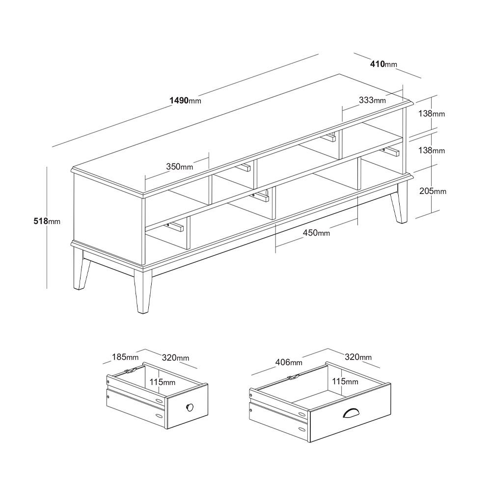 Rack 5 Gavetas Off White Color