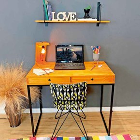 escrivaninha com gavetas 96cm style square industrial carvalho e preto 6