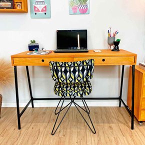 escrivaninha com gavetas luna style 96cm carvalho e preto 4