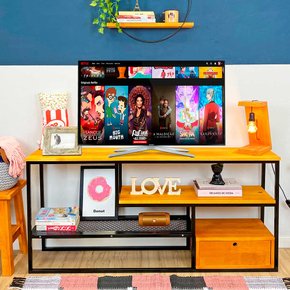rack de tv style industrial carvalho e preto 5
