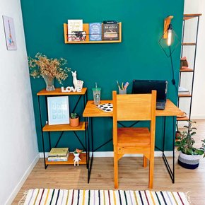 home office slim industrial de ferro carvalho e preto 3