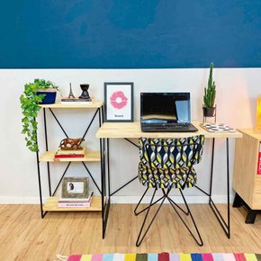 home office slim industrial de ferro natural e preto 2