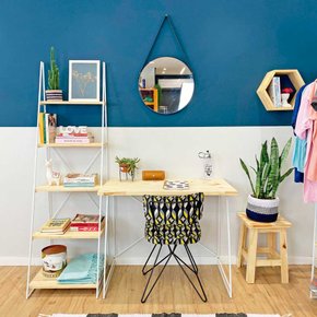 home office escada industrial natural e branco 2