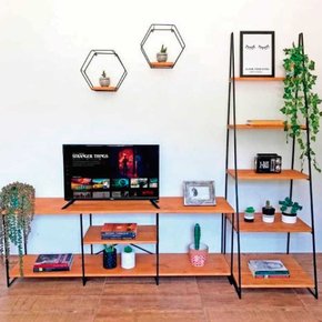 cantinho rack de tv industrial 1 50m e estante torre escada slim 5 2