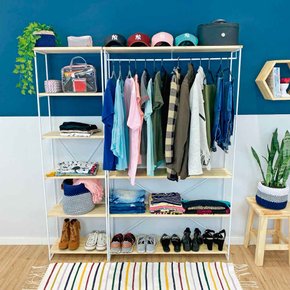 armario arara closet completo modular ample natural e branco 2