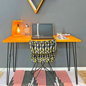 mesa para escritorio 120cm hairpin industrial carvalho e preto 5