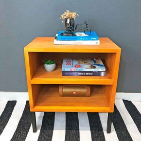 mesa lateral prateleira com pe style carvalho e preto 1 1