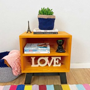 mesa lateral woods dual prateleira carvalho e preto 2
