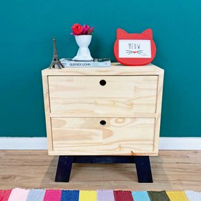 mesa lateral woods dual gaveteiro natural e preto 1