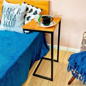 mesa lateral de apoio para sofa style industrial carvalho e preto 3