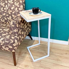 mesa lateral de apoio para sofa style industrial natural e branco 1