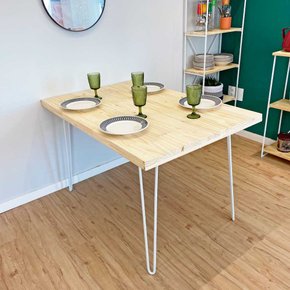 mesa de jantar 4 lugares industrial hairpin natural e branco 6