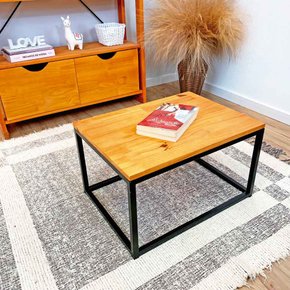 mesa de centro retangular style industrial carvalho e preto 1