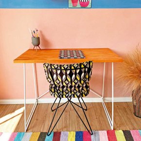 mesa para escritorio industrial de ferro carvalho e branco 2