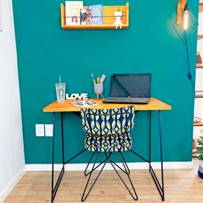 mesa para escritorio industrial de ferro carvalho e preto 3