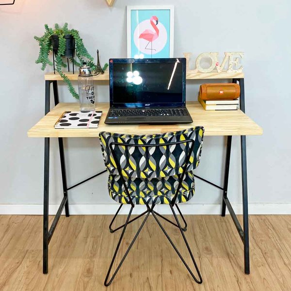 mesa para escritorio style stair 100cm natural e preto 3