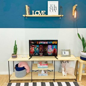rack de tv industrial de ferro 1 50m natural e preto 1